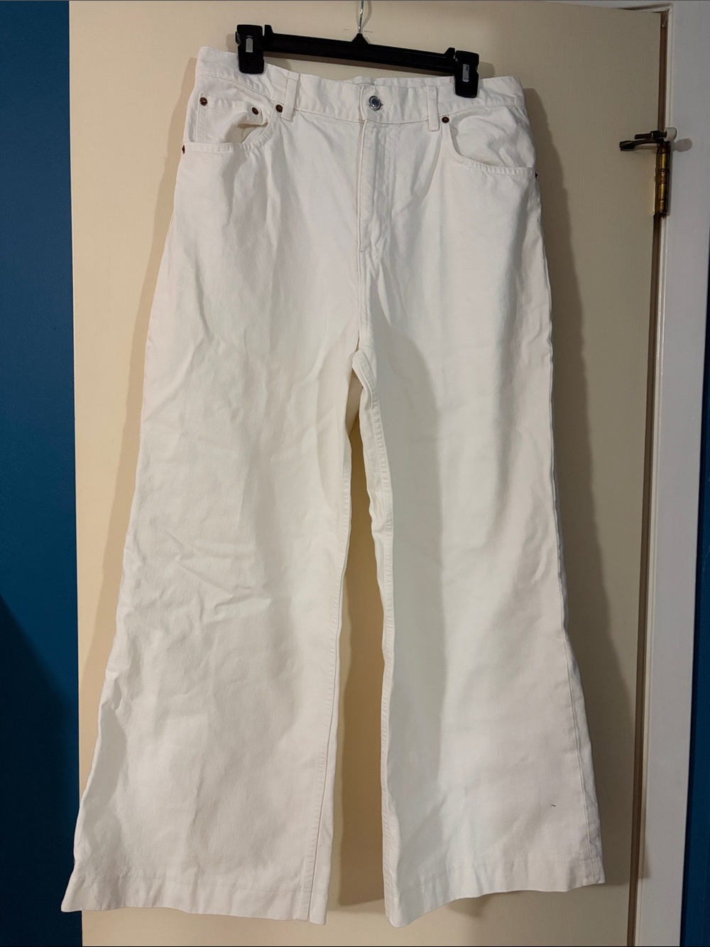 Zara White Wide-Leg High-Rise Jeans